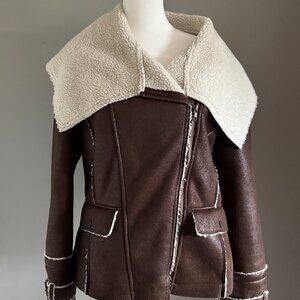 Moto Style Faux Shearling Jacket